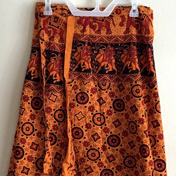 New Orange red red black India new 100% cotton wrap skirt - Picture 1 of 6